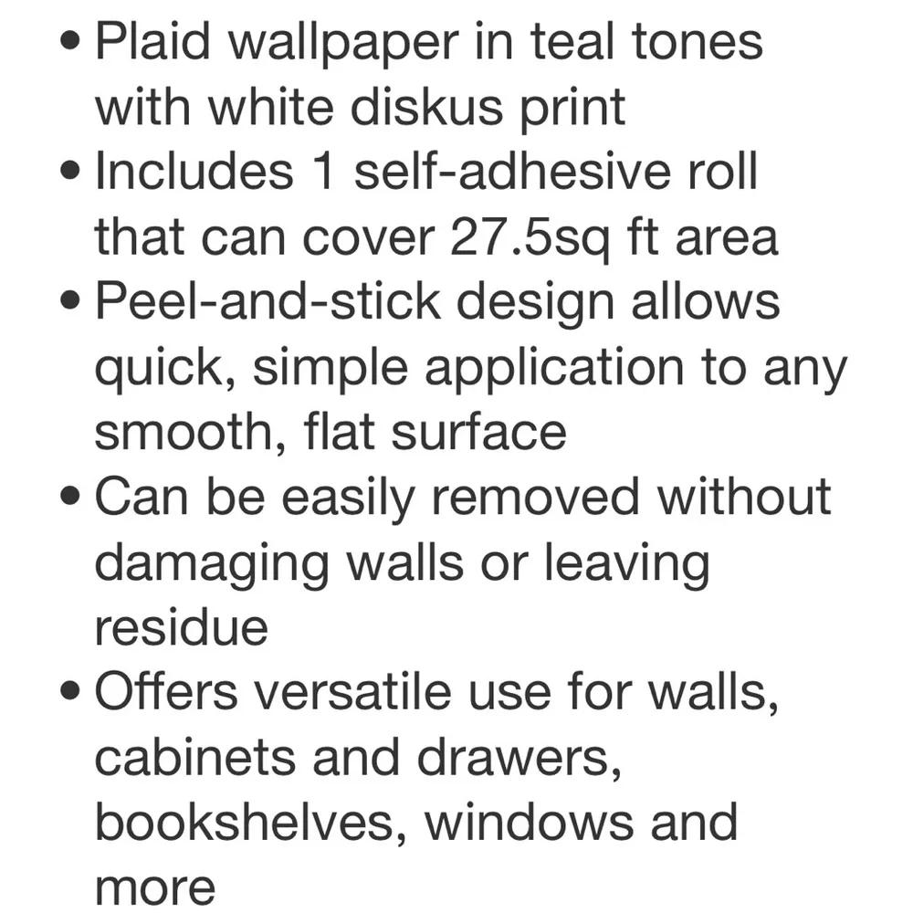 3!!!! JUNGALOW X OPALHOUSE NWT diskus plaid peel & stick wallpaper -teal